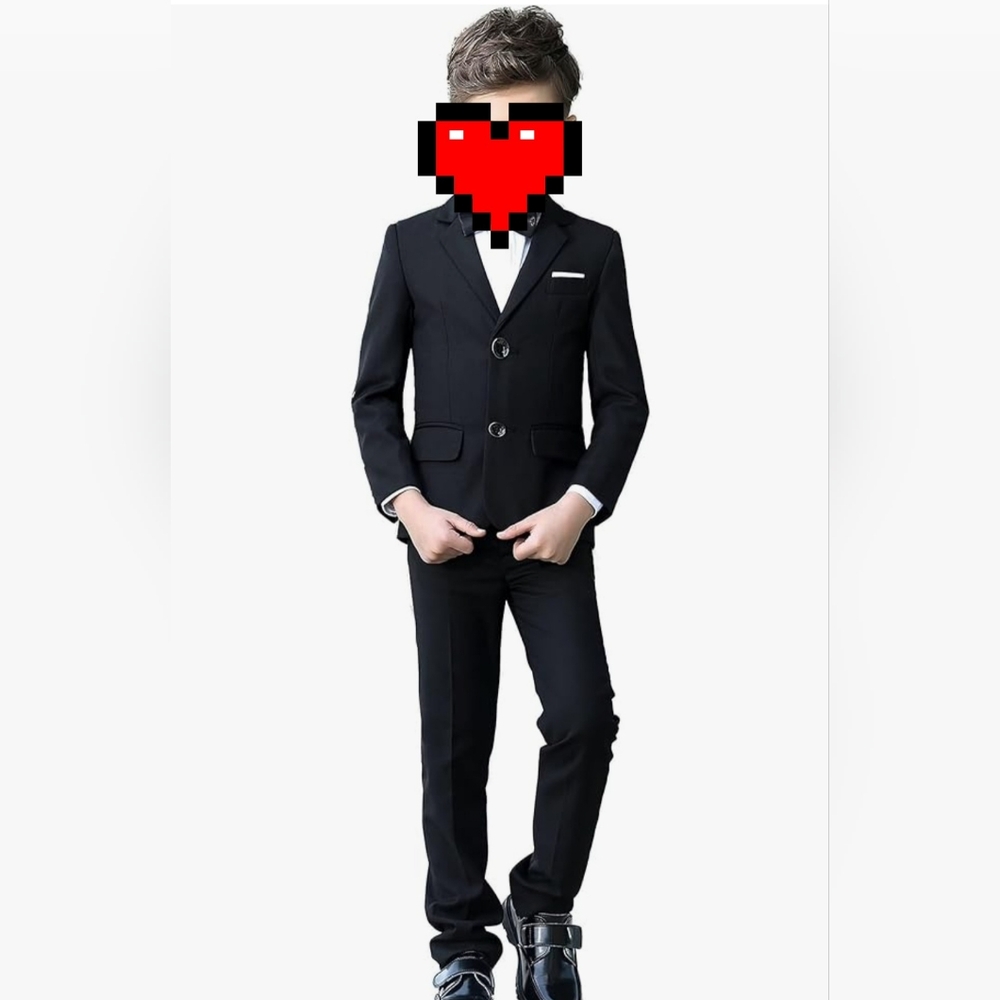 Black 3 piece suit : Jacket, pants, vest, & white shirt size #7